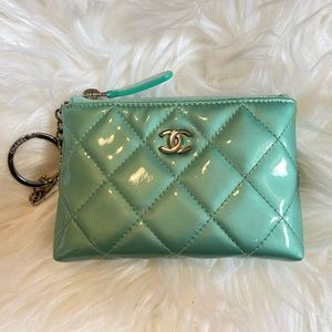 CHANEL Patent Quilted Key Pouch Wallet